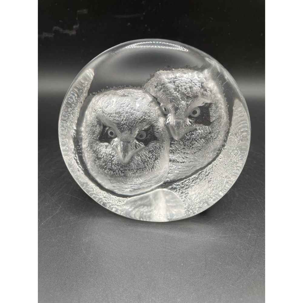 Signed/Numbered MATS JONASSON Swedish LEAD CRYSTAL 2 Owls Ltd Edition